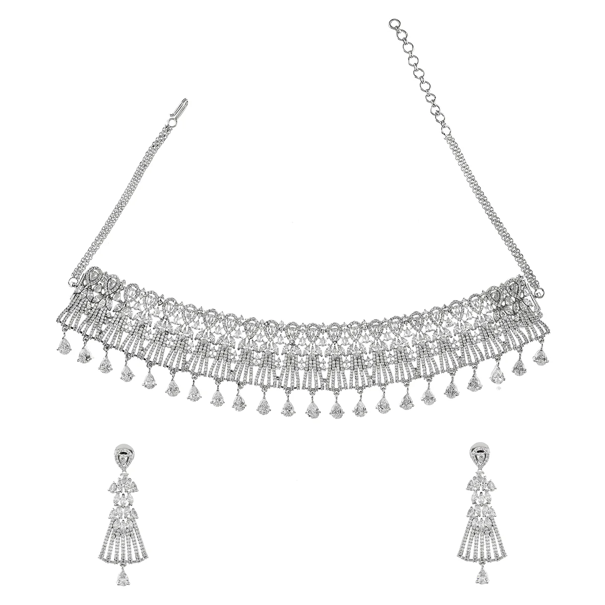 Sparkling Opulence Cutwork Pattern Jewellery Set - Image 3