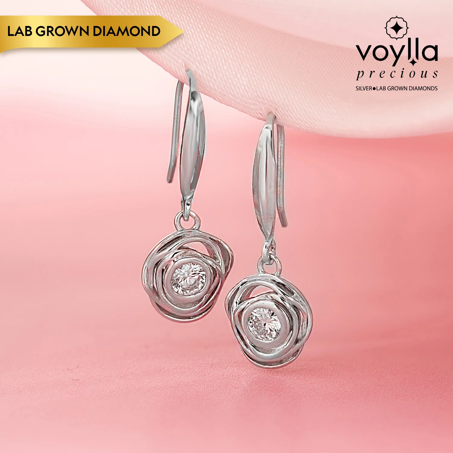 Rosette Lab-Grown Diamond Drop Earrings