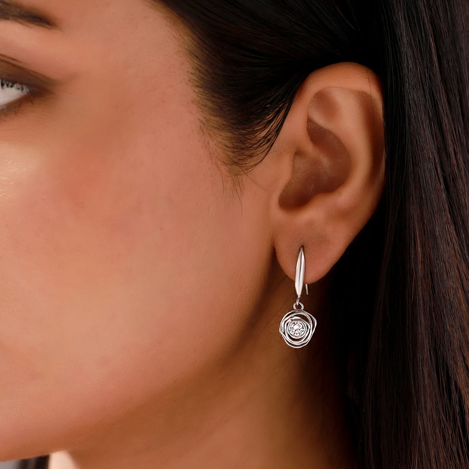 Rosette Lab-Grown Diamond Drop Earrings - Image 2