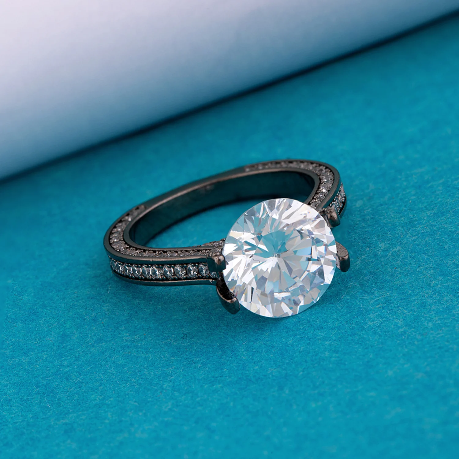 Round Cut American Diamond Gemstone Adorned Ring
