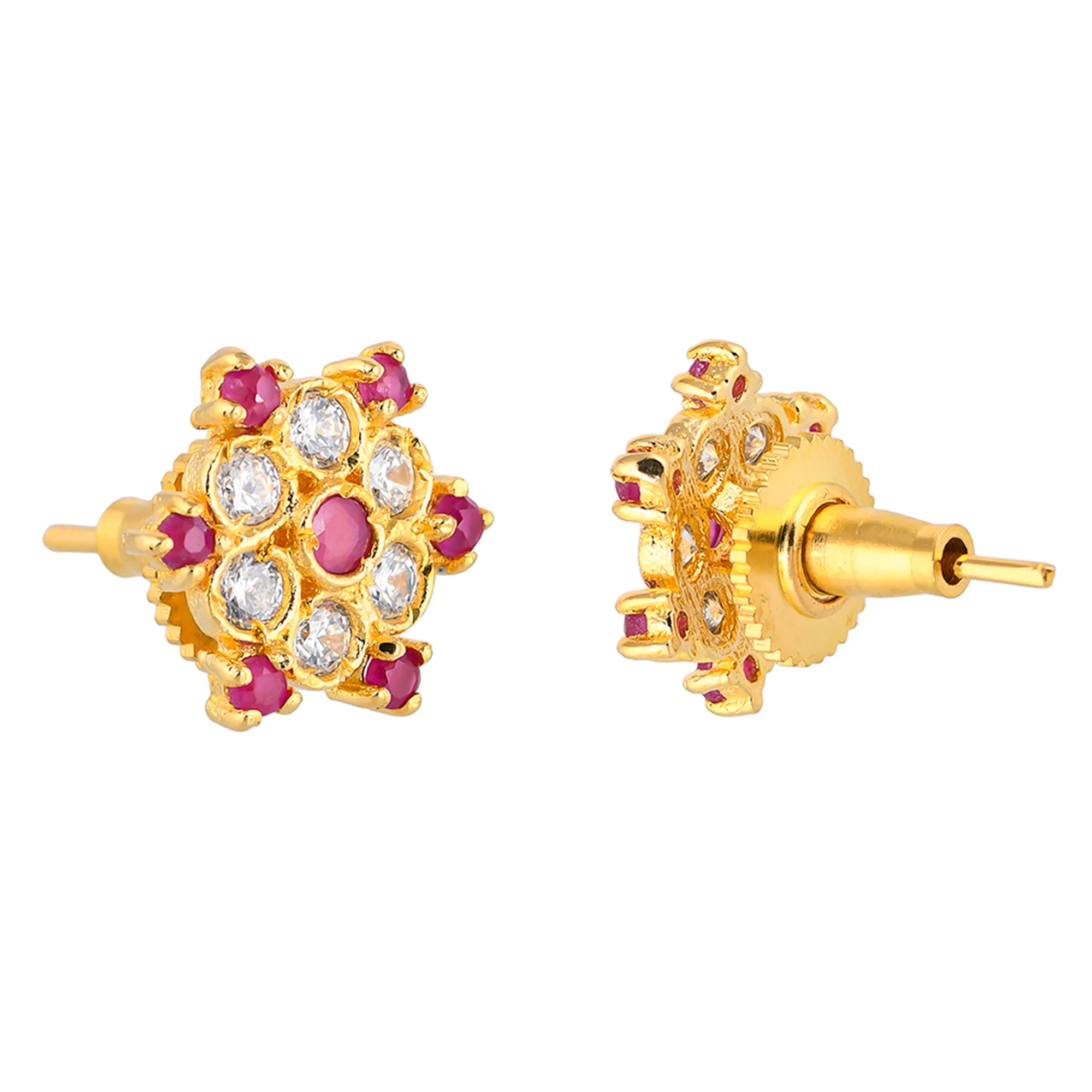 Round Cut Clear CZ Gems Stud Earrings - Image 5