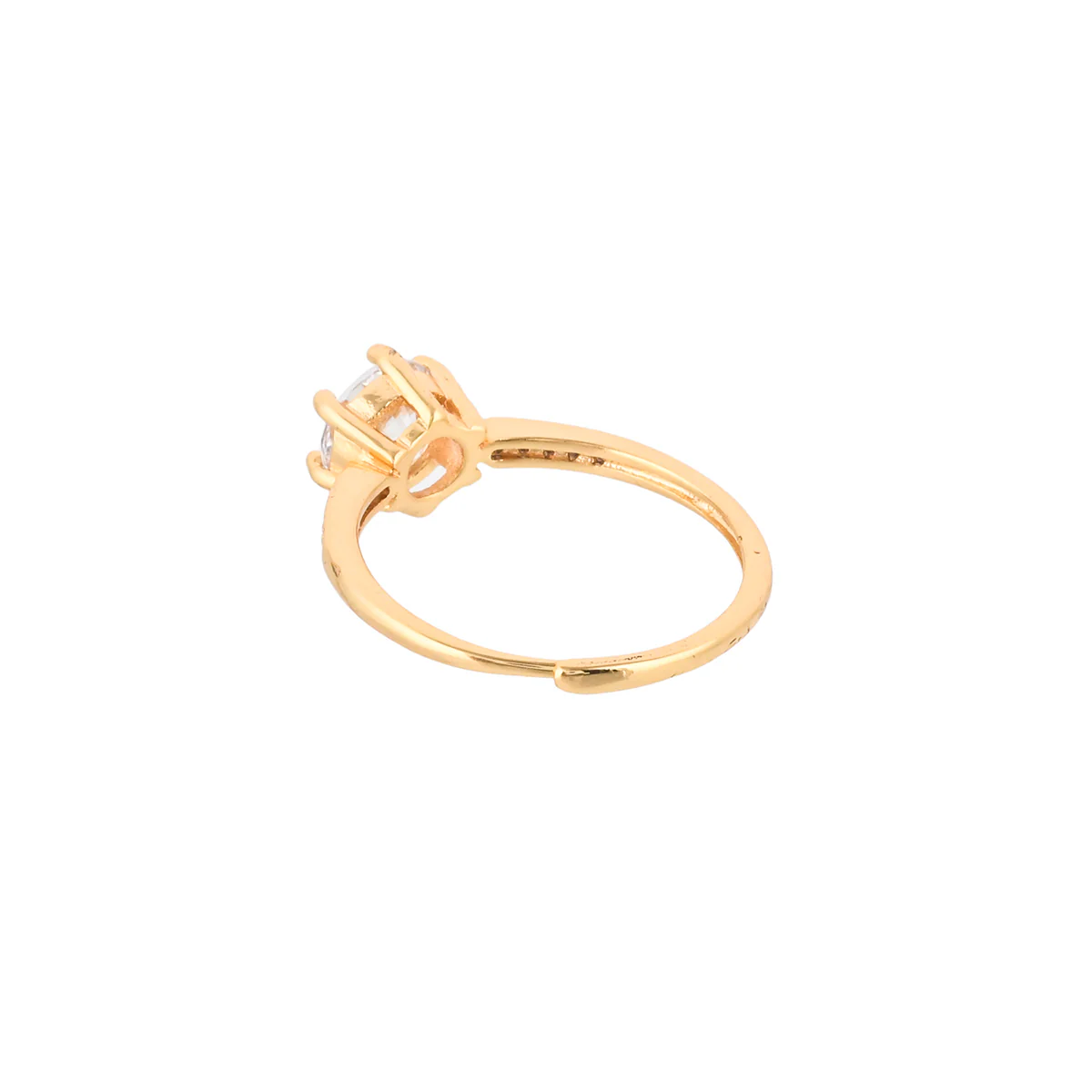 Round Cut Cubic Zircon Embellished Brass Yellow Gold Plated Ring - Image 5