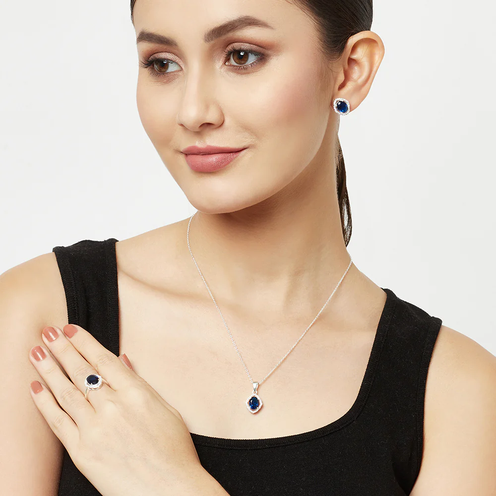 Round Cut Sapphire Sterling Silver Women's Box Set - Image 2
