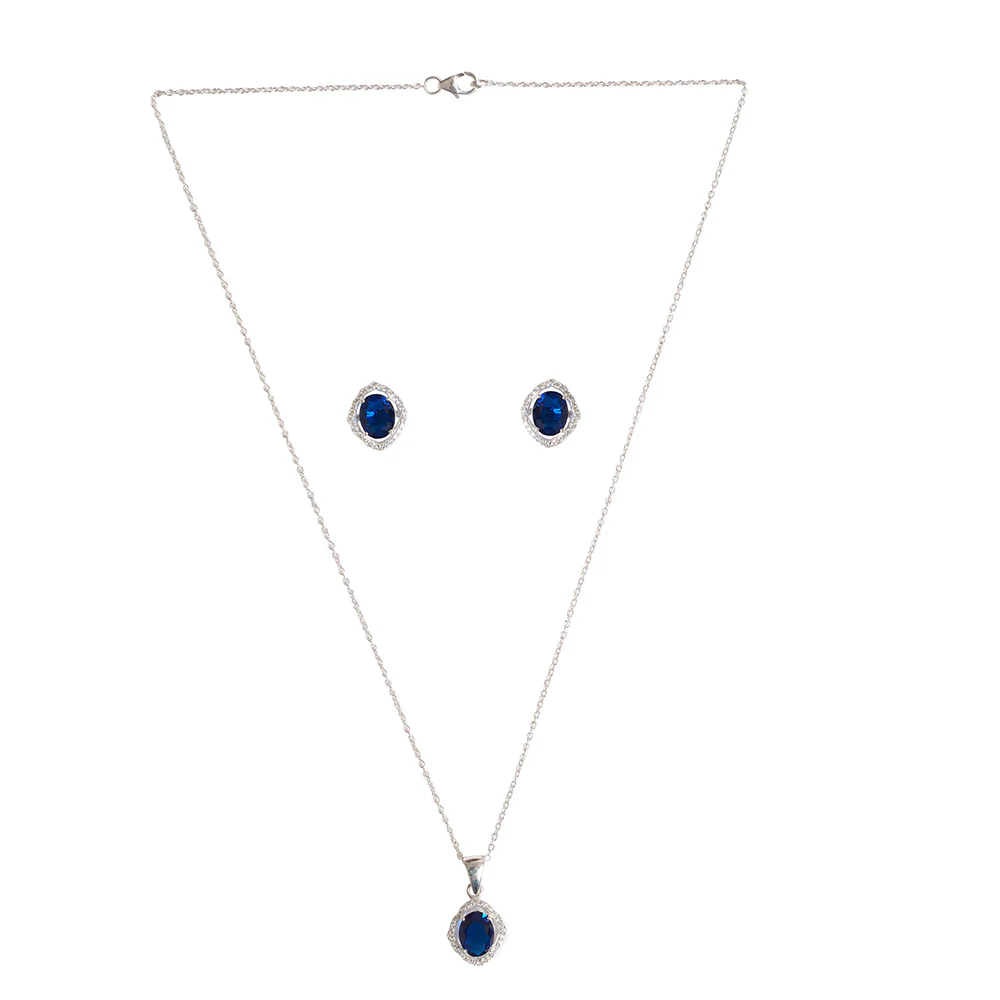 Round Cut Sapphire Sterling Silver Women's Box Set - Image 3