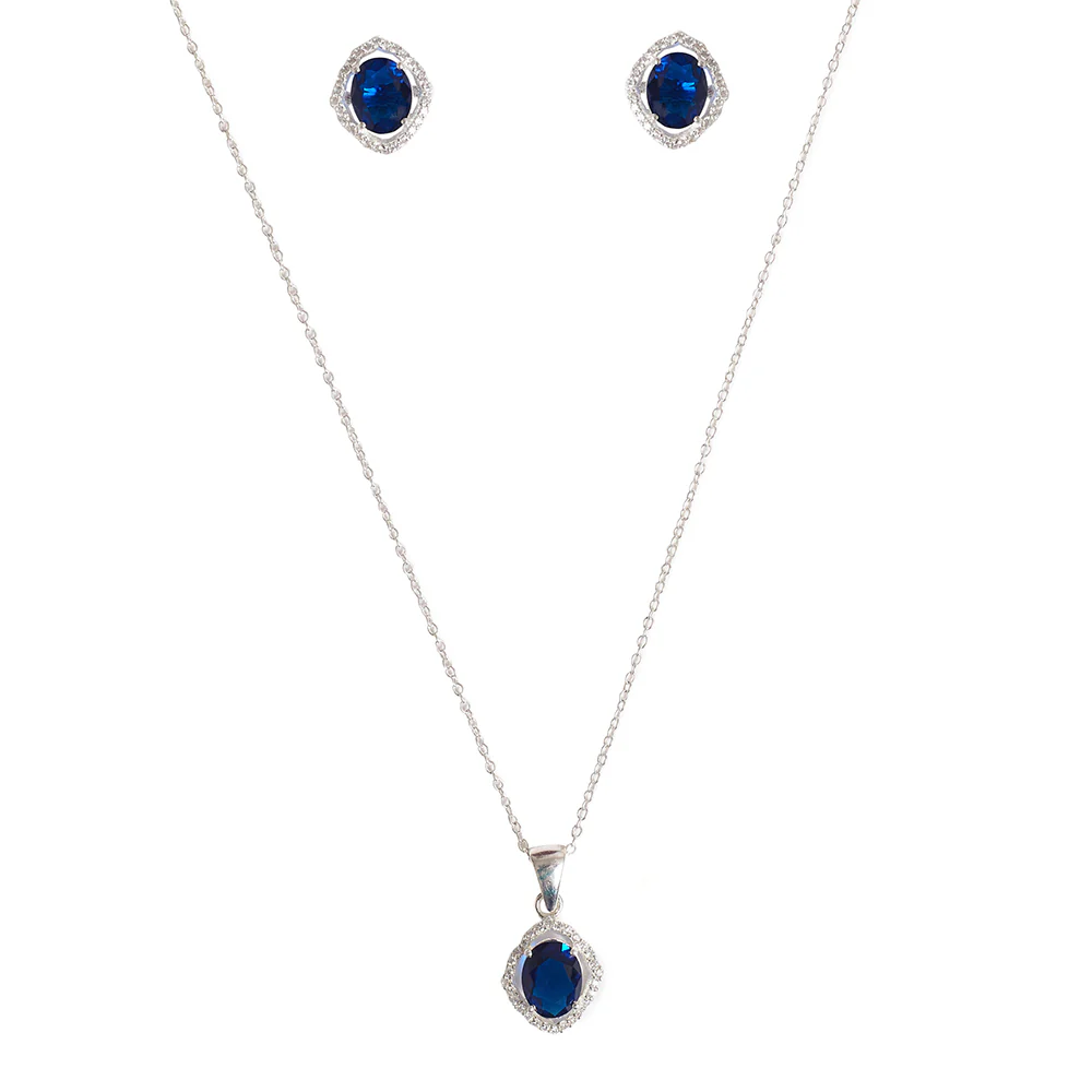 Round Cut Sapphire Sterling Silver Women's Box Set - Image 4