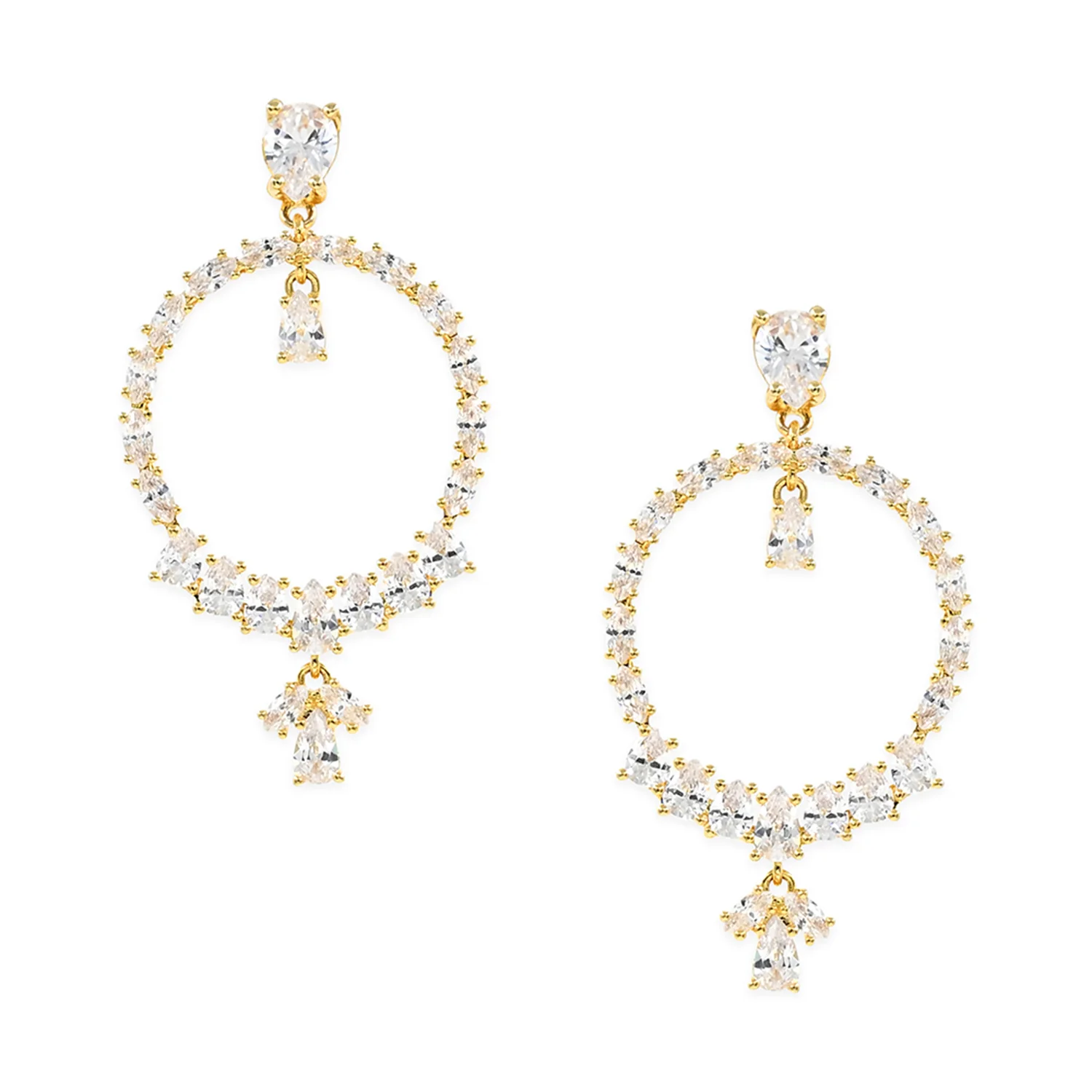 Round CZ Hoop Earrings - Image 3