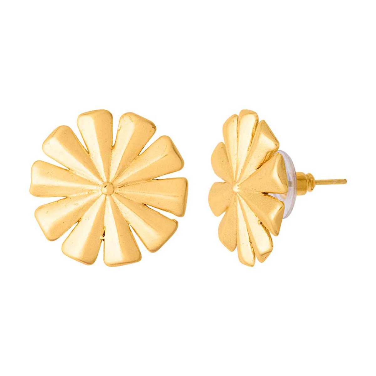 Round Gold Plated Earrings from Futuristic Spikes Collection - Image 5