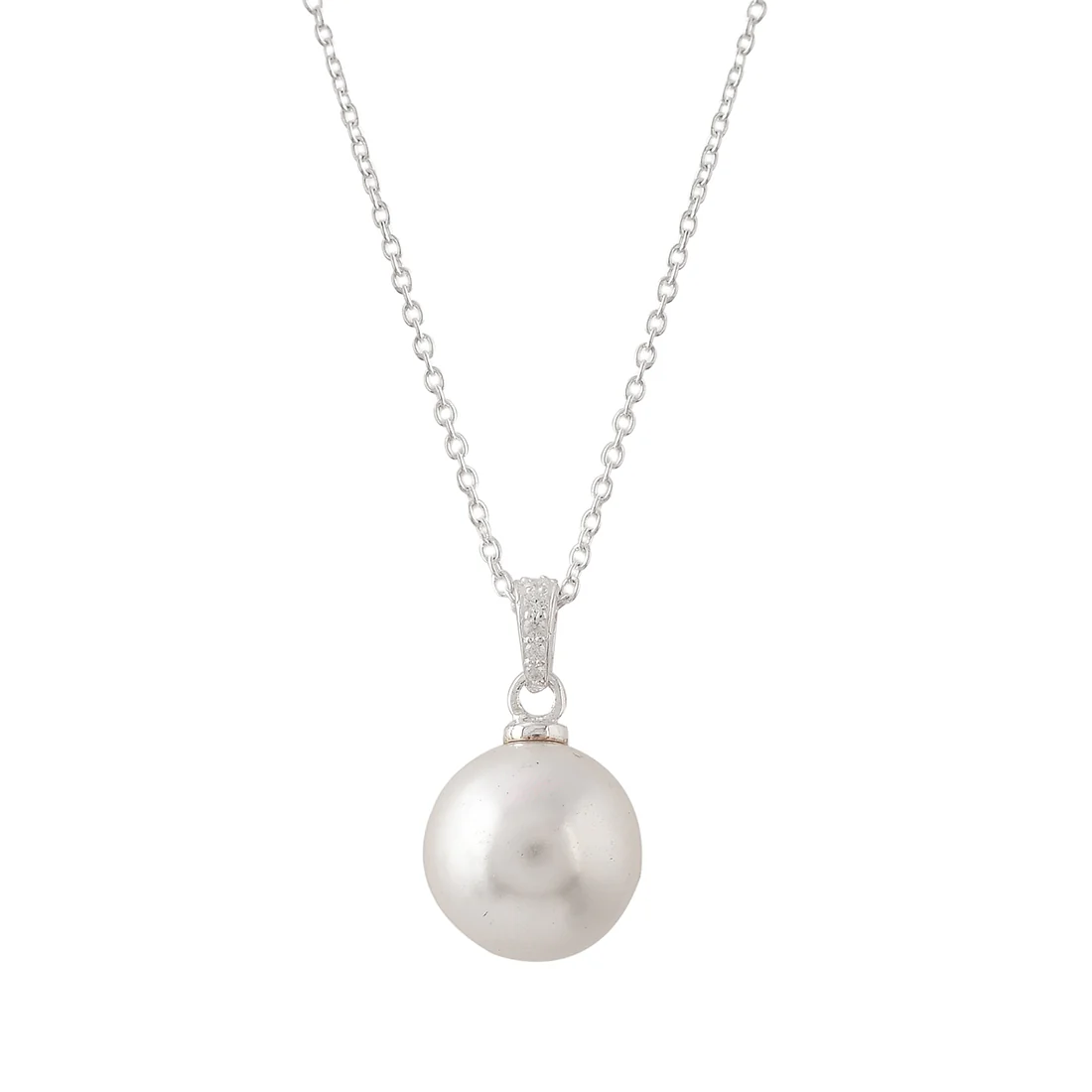 Round White Pearls Silver Plated Sterling Silver Pendant - Image 4