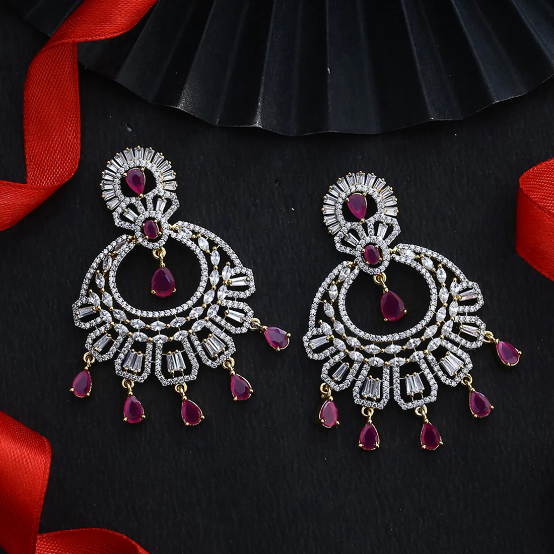 Round Zircon Gemstones Drop Earrings