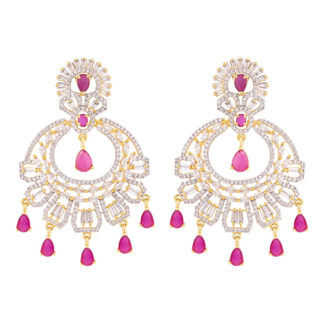 Round Zircon Gemstones Drop Earrings - Image 3