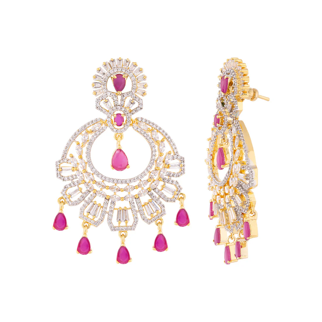 Round Zircon Gemstones Drop Earrings - Image 4