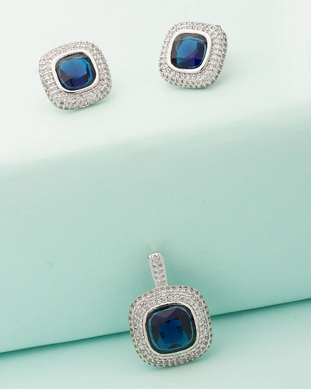 Royal Blue Pendant and Earrings Combo Set