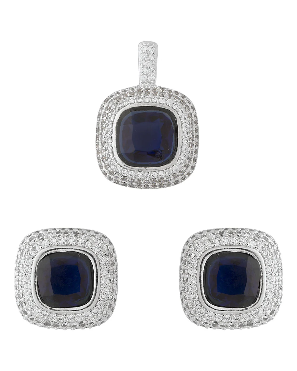 Royal Blue Pendant and Earrings Combo Set - Image 2
