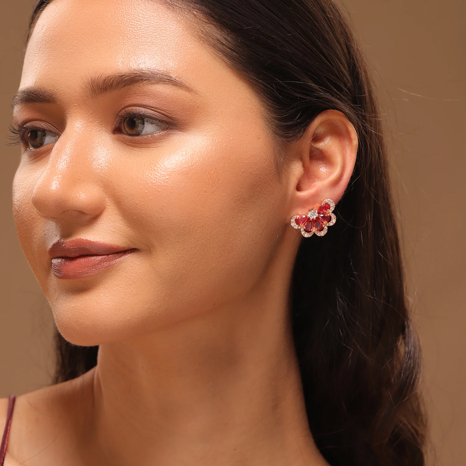 Royal Romance Ayiana Rose Gold Stud Earrings - Image 3