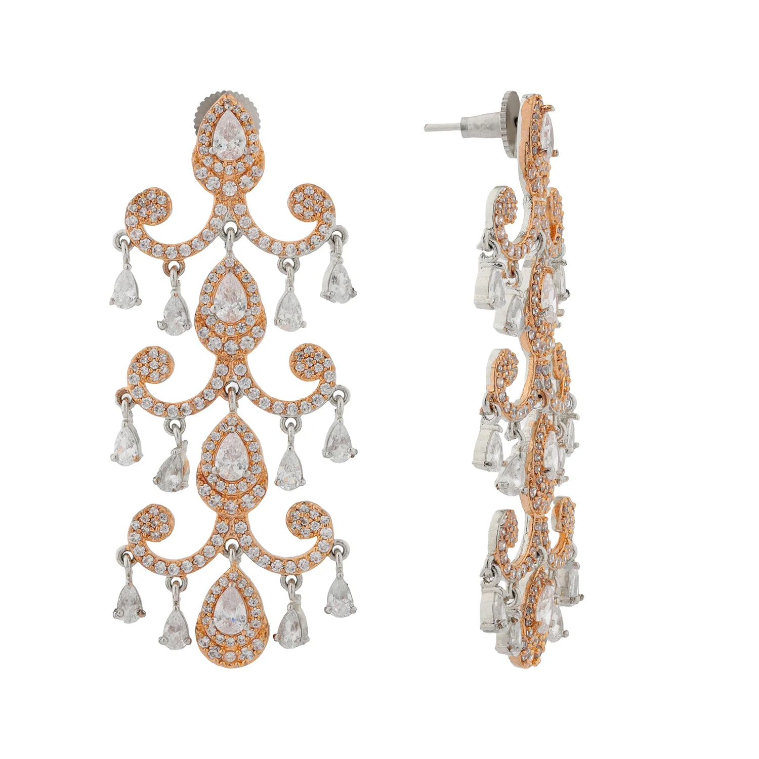 Royal Romance Elsa Rose Gold Statement Earrings - Image 4