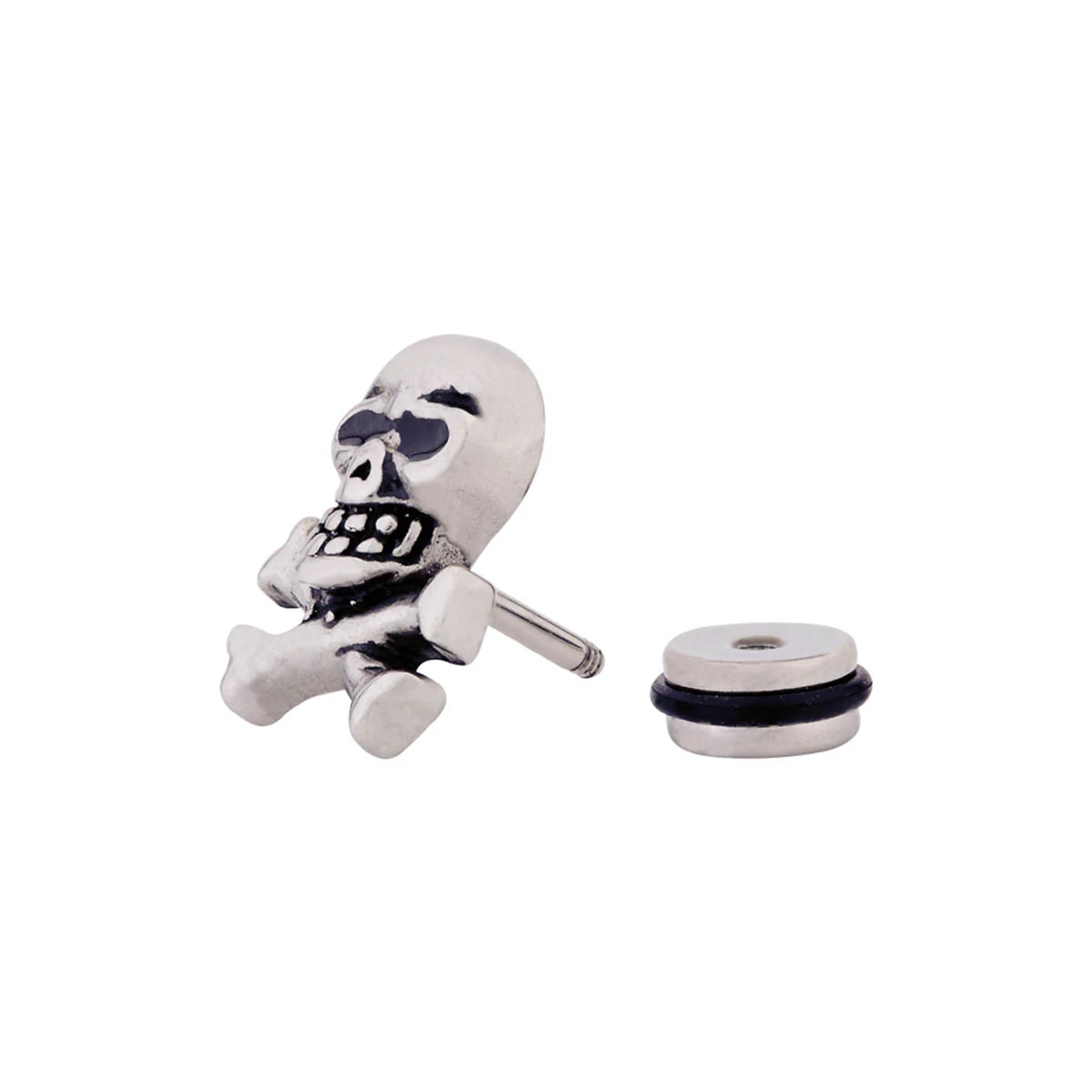 Royal Stud Skull Steel Earring - Image 4
