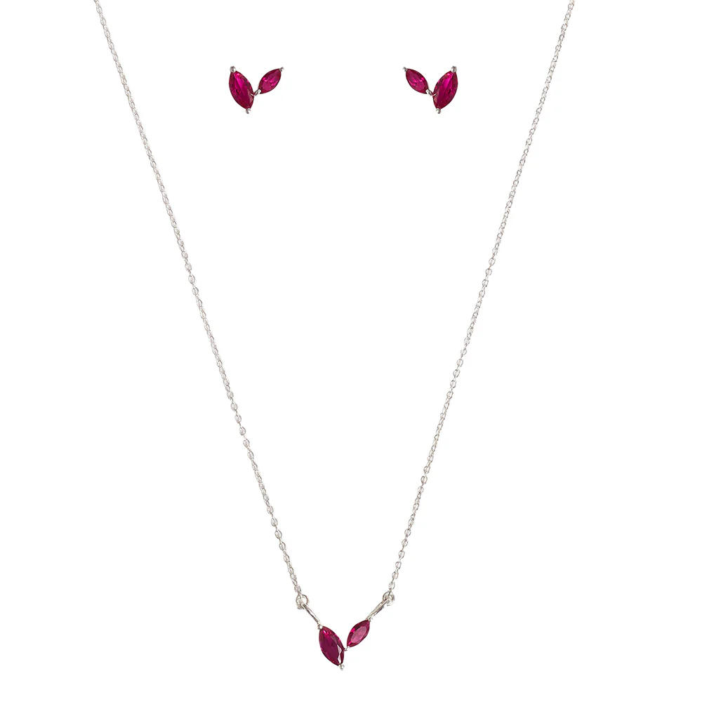 Ruby Marquise CZ Pendant Set and Stud Earrings in 925 Sterling Silver - Image 4