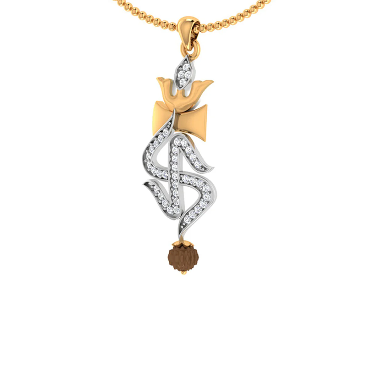 Rudraksha Studded Swastika Design Pendant With Chain - Image 4