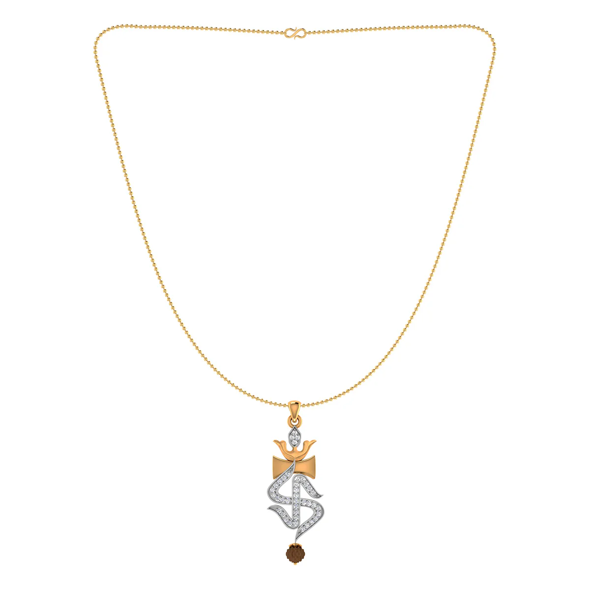 Rudraksha Studded Swastika Design Pendant With Chain - Image 5