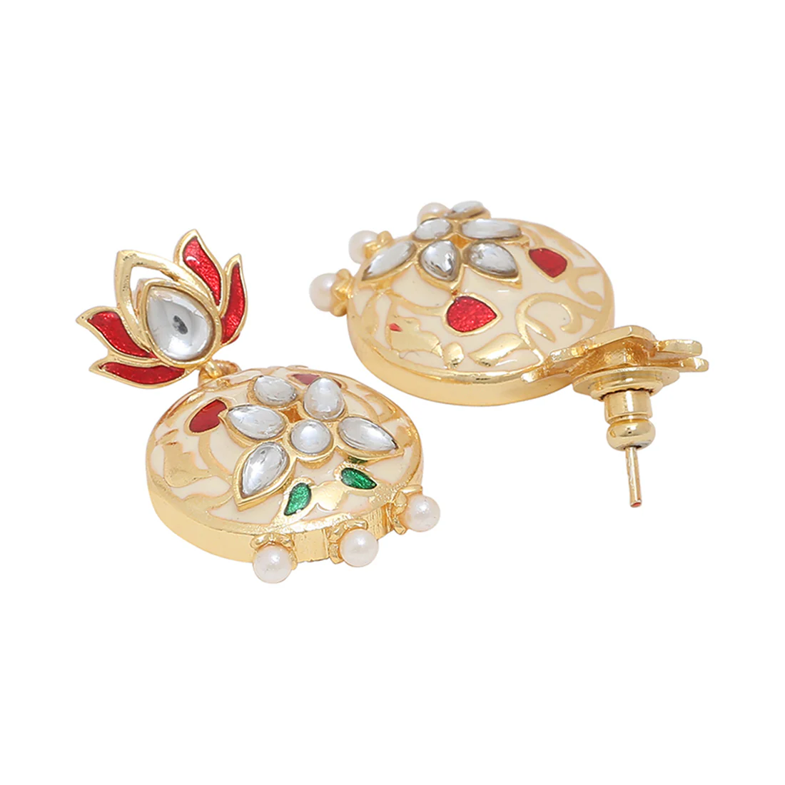Sangemarmar Chandbali Floral Motifs Earrings - Image 4