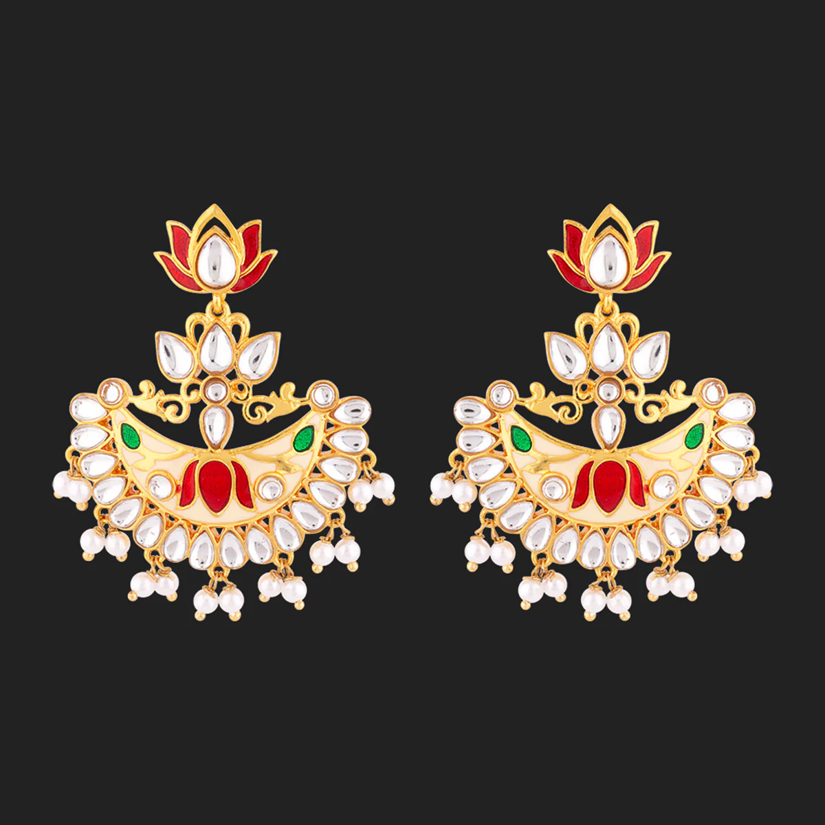 Sangemarmar Enameled Ethnic Drop Earrings - Image 3
