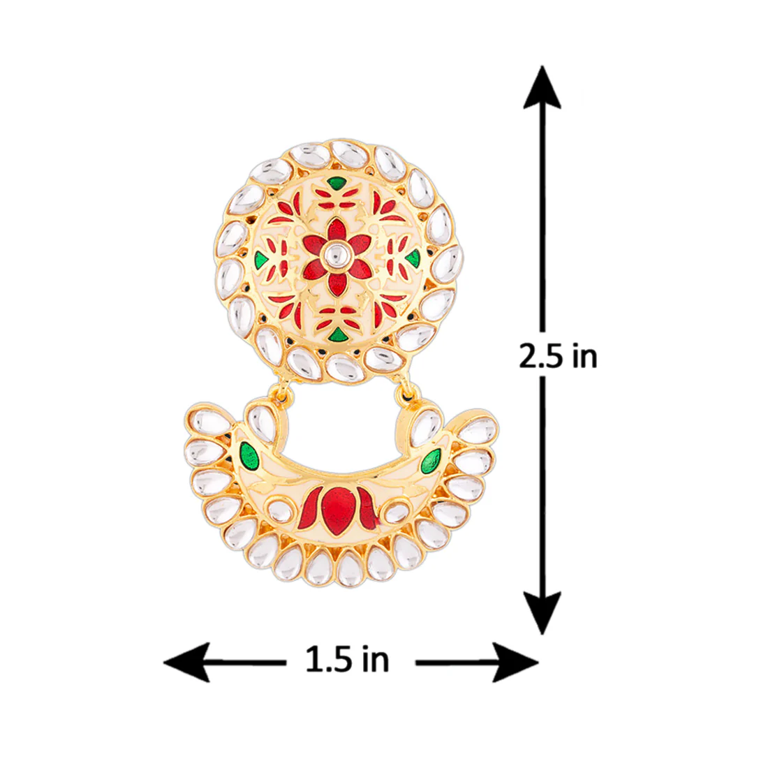 Sangemarmar Enameled Lotus Motifs Drop Earrings - Image 5