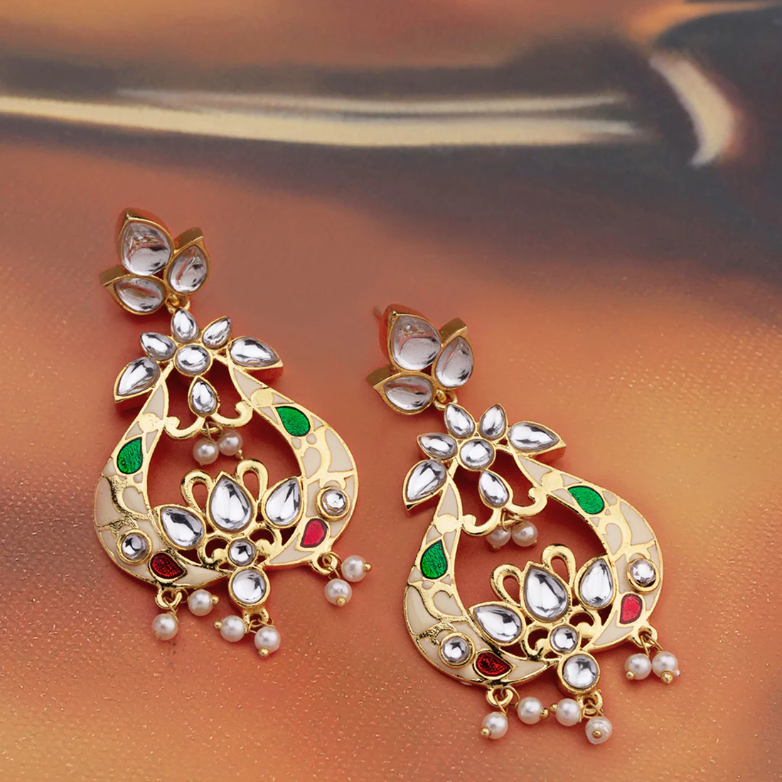Sangemarmar Floral Mosaic Drop Earrings