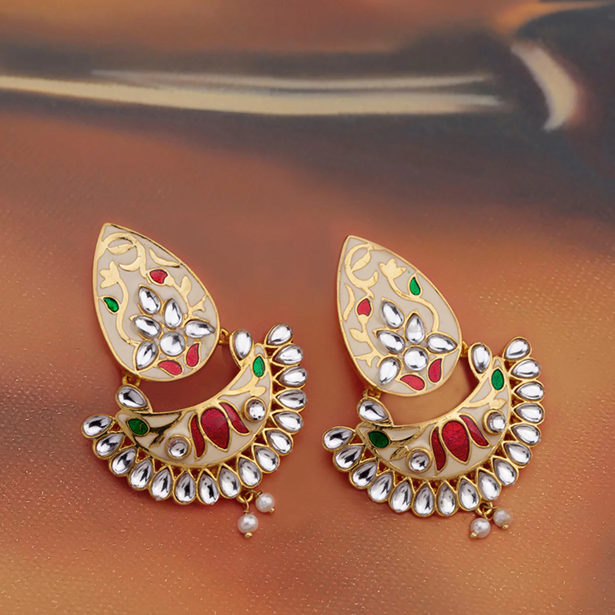 Sangemarmar Floral Motifs Ethnic Earrings