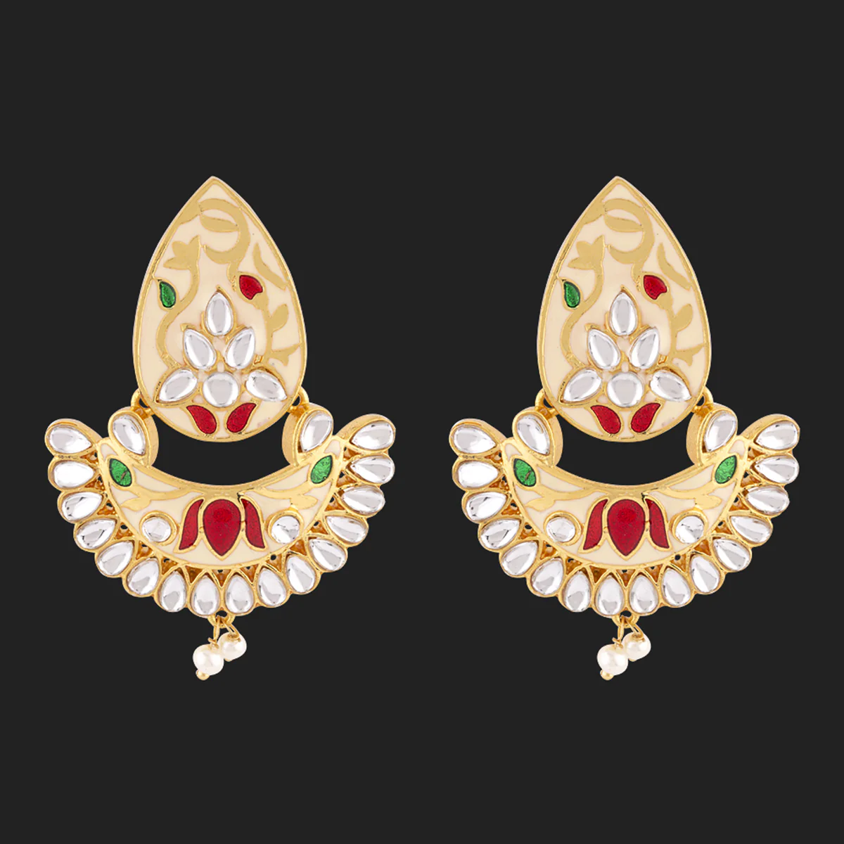Sangemarmar Floral Motifs Ethnic Earrings - Image 3