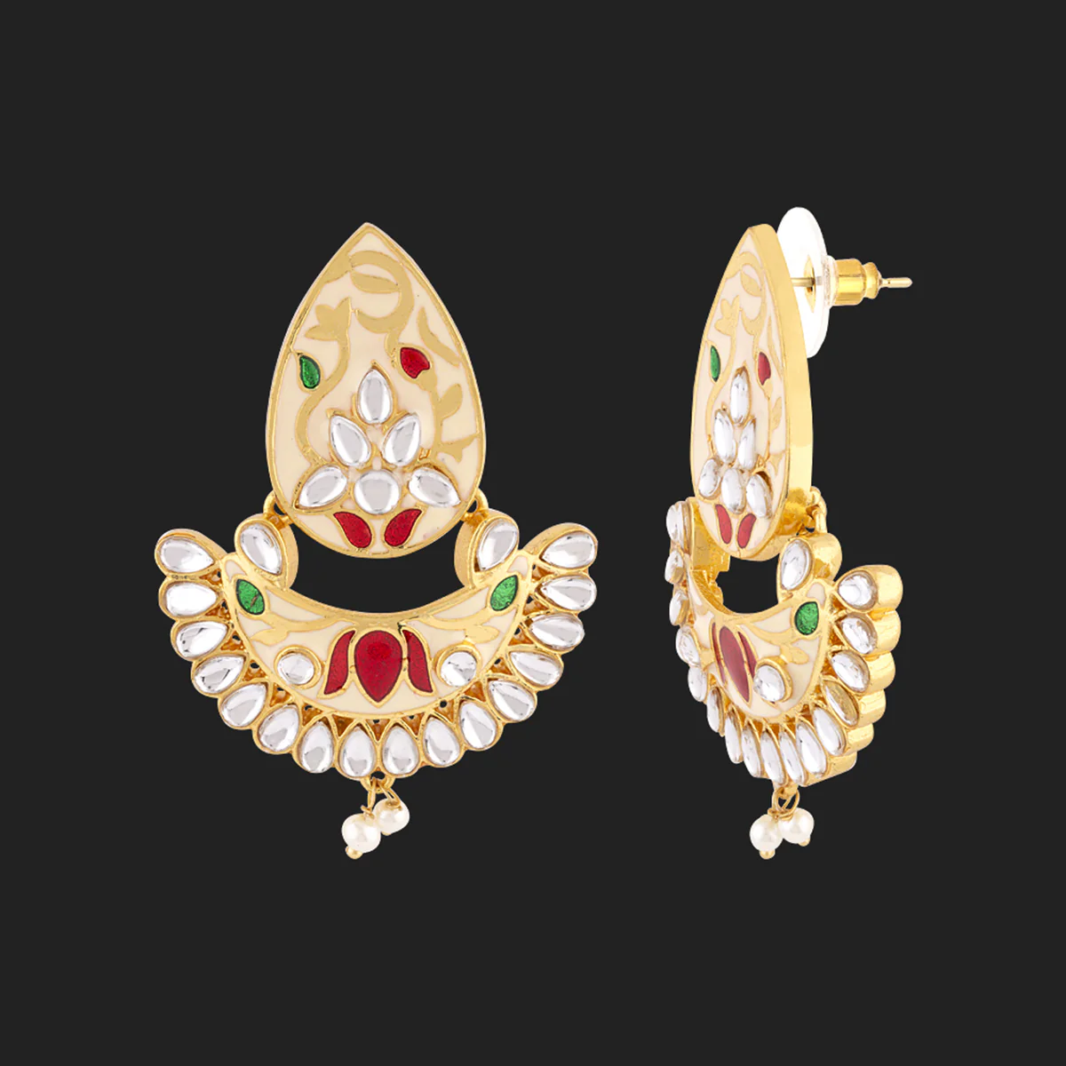 Sangemarmar Floral Motifs Ethnic Earrings - Image 4