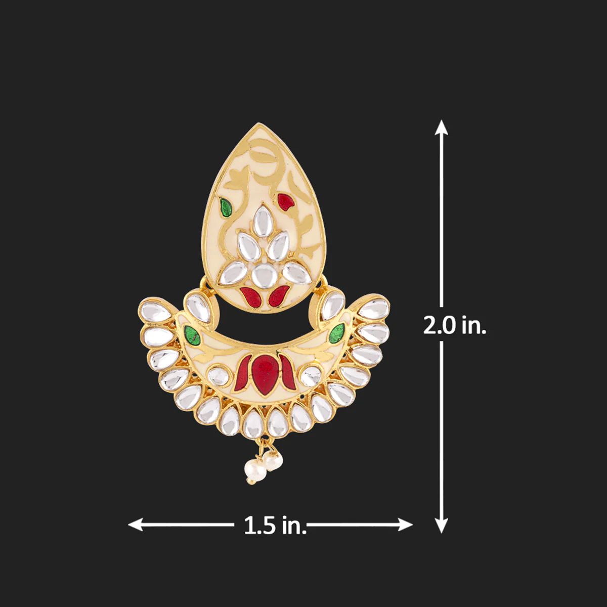 Sangemarmar Floral Motifs Ethnic Earrings - Image 5