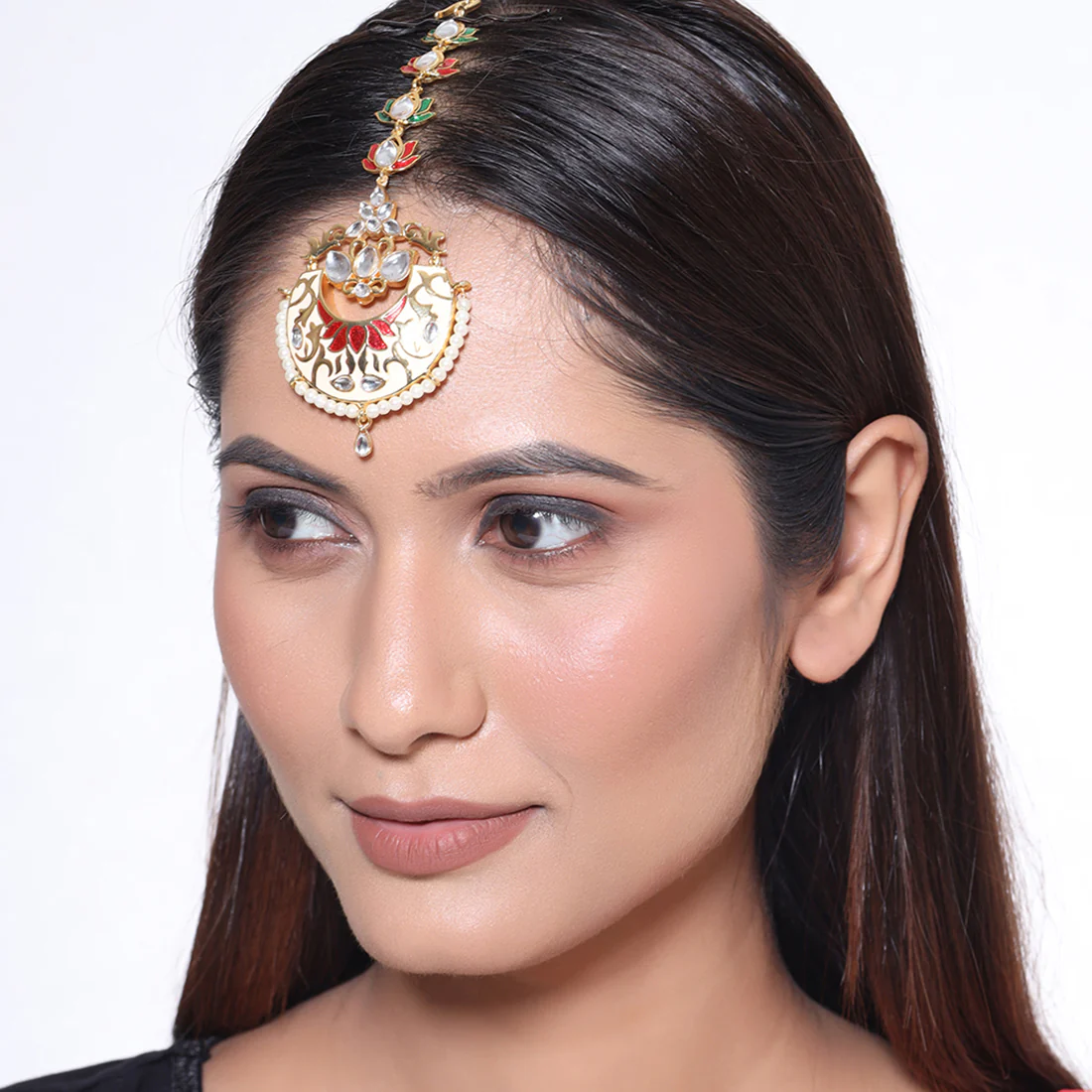 Sangemarmar Floral Motifs Maang Tika - Image 2