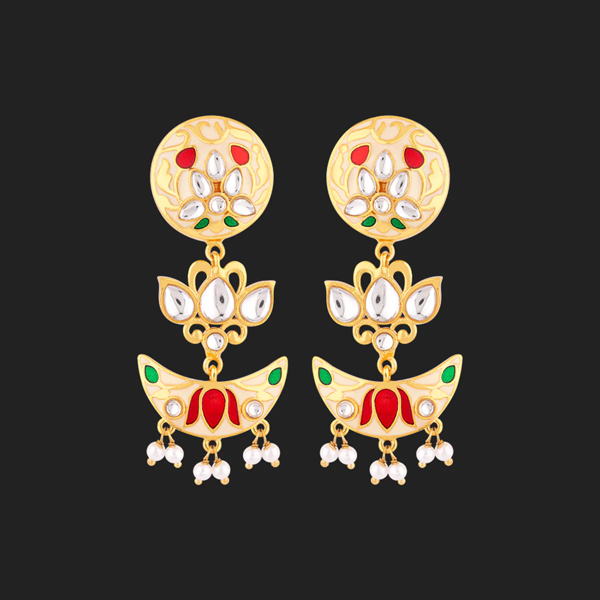 Sangemarmar Layered Lotuses Drop Earrings - Image 3