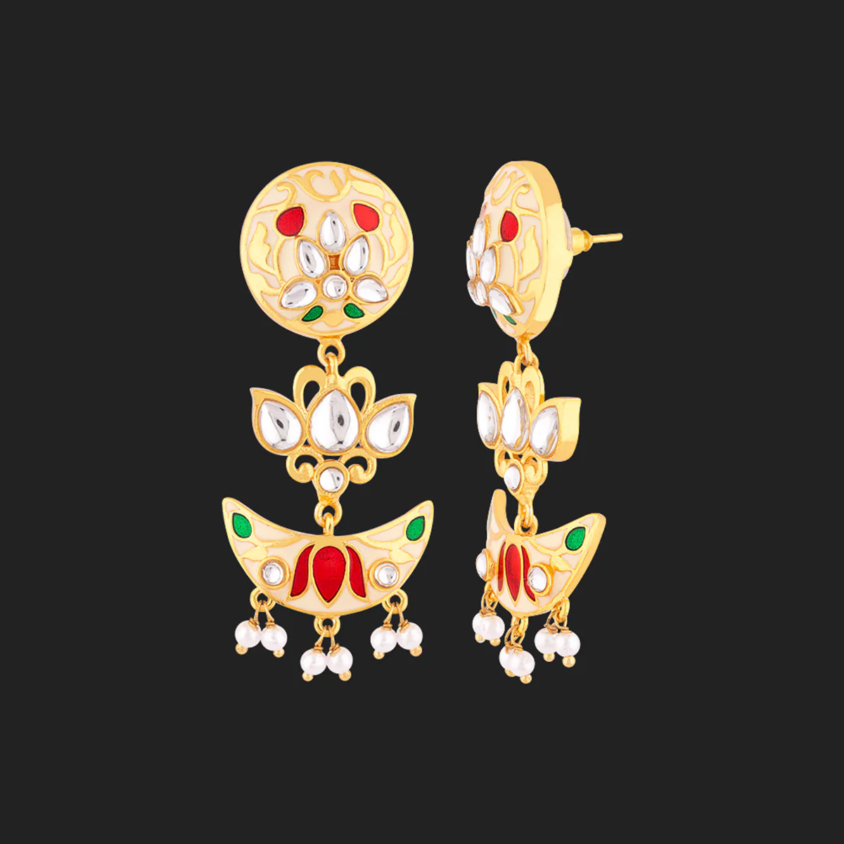 Sangemarmar Layered Lotuses Drop Earrings - Image 4
