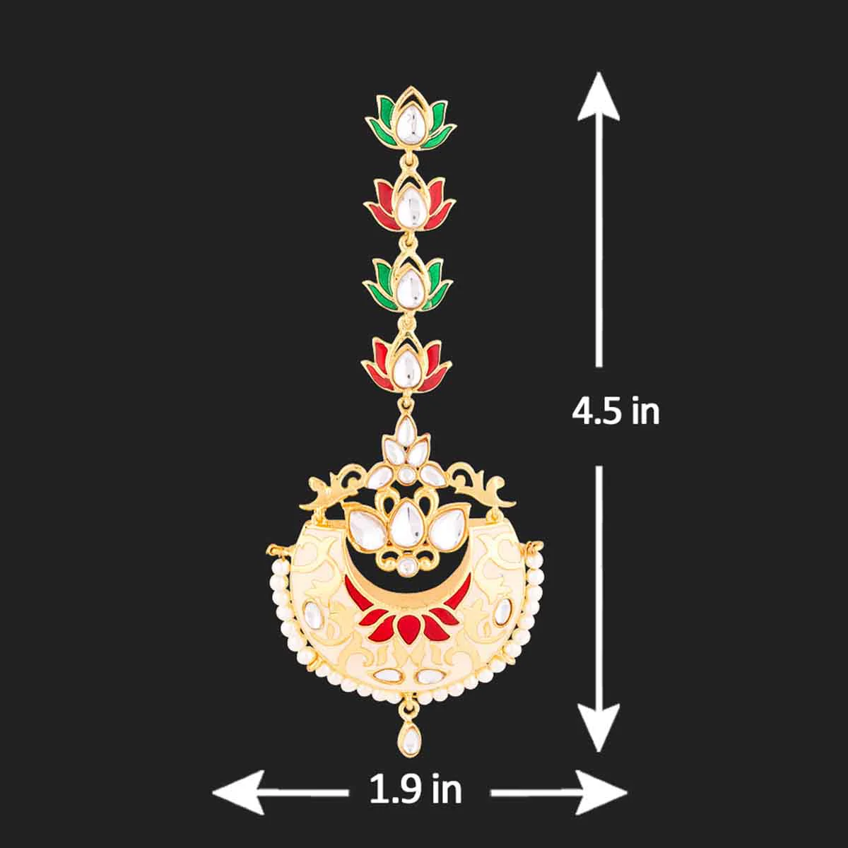 Sangemarmar Lotus Motifs Enameled Earrings - Image 5