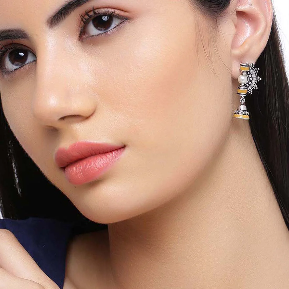 Sanwari Faux Pearls Embellished Drop Earrings - Image 2