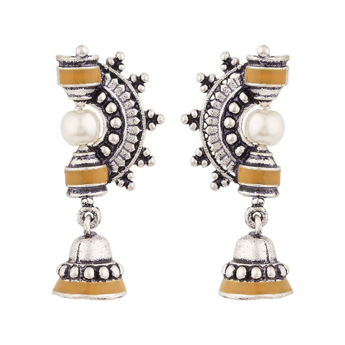 Sanwari Faux Pearls Embellished Drop Earrings - Image 3