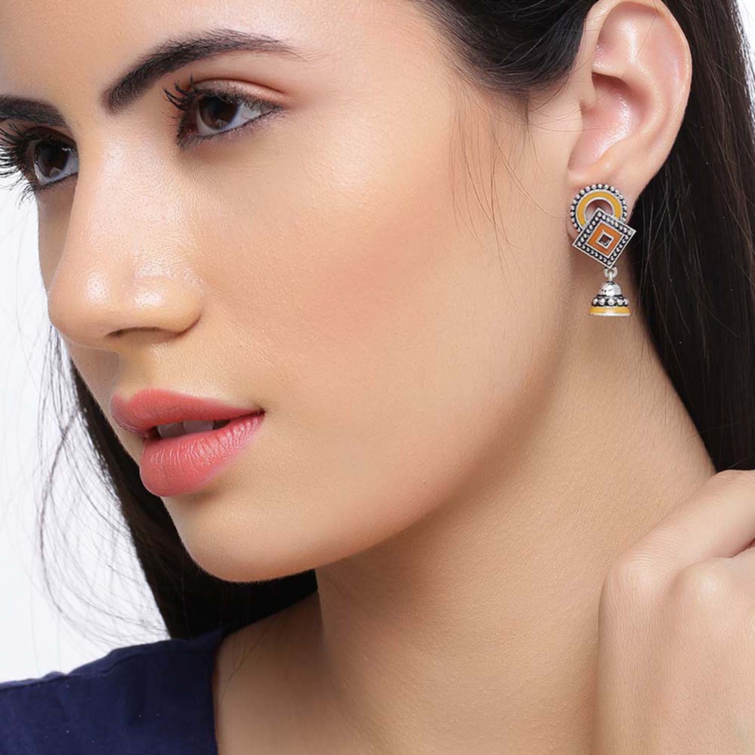 Sanwari Lightly Enameled Drop Earrings - Image 2