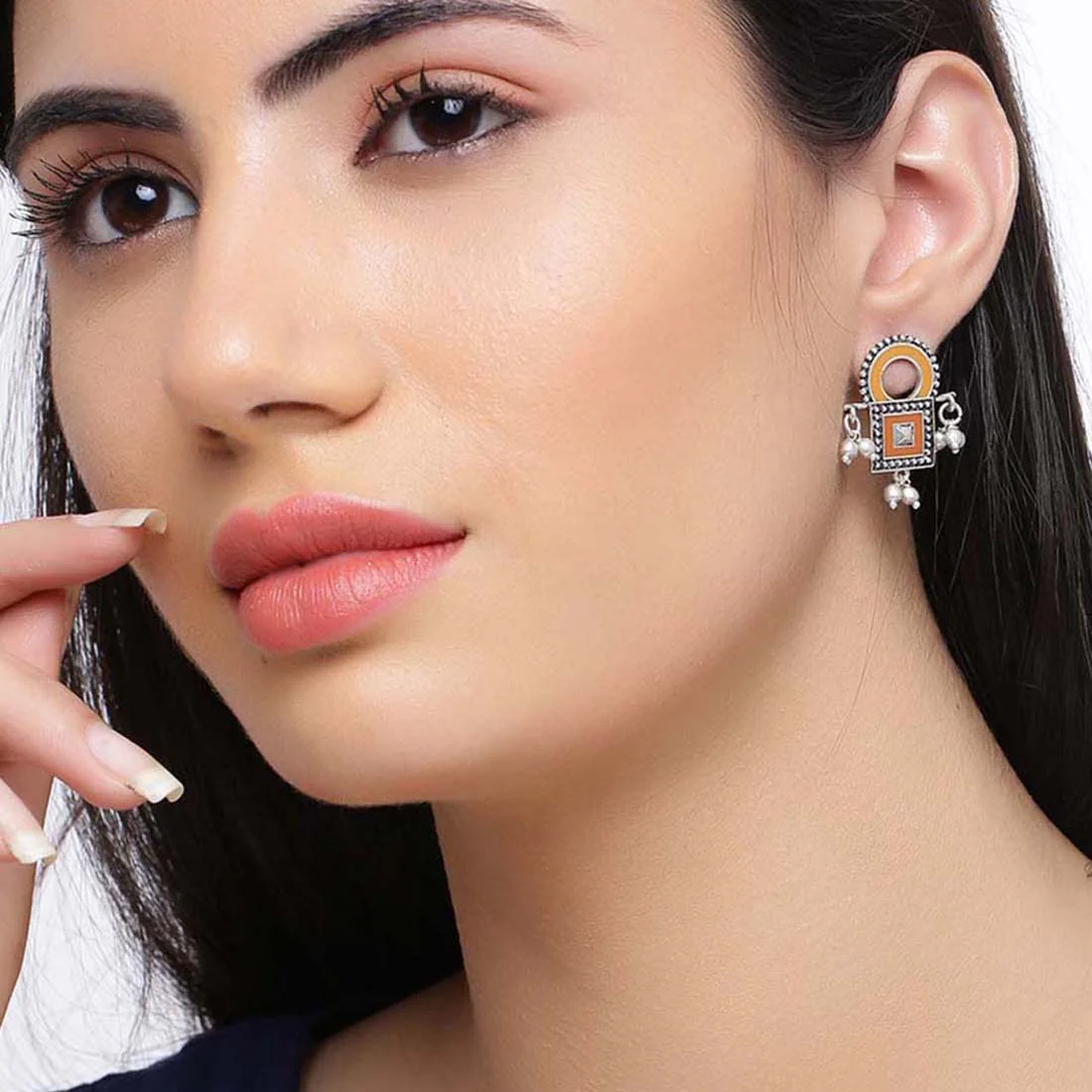 Sanwari Square Enameled Earrings - Image 2