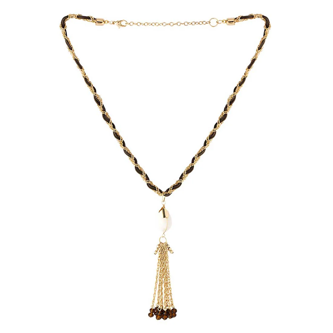Sea Shell Studded Gold-Toned Necklace - Image 4