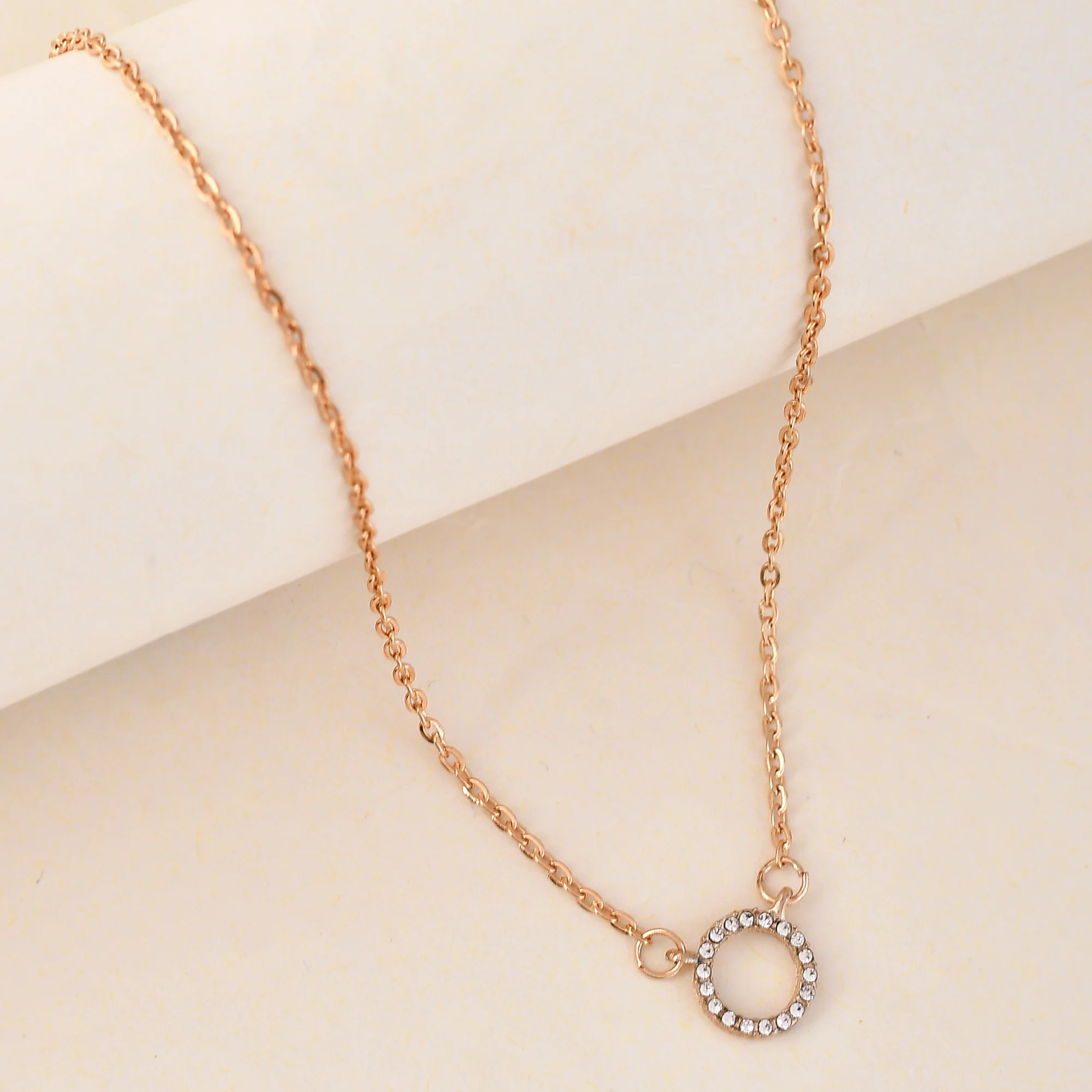 Serenity Circle Charm Gold Plated Necklace