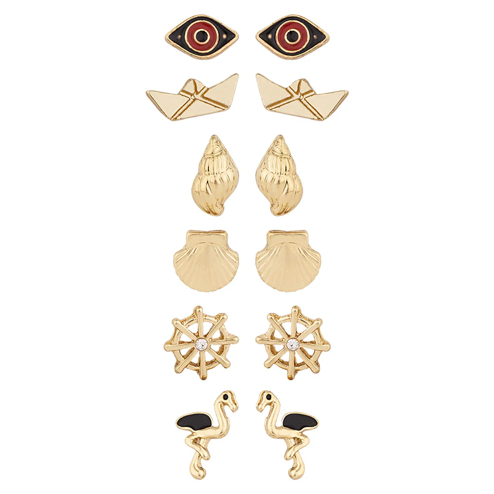 Set of Six Elegant Golden Studs - Image 3