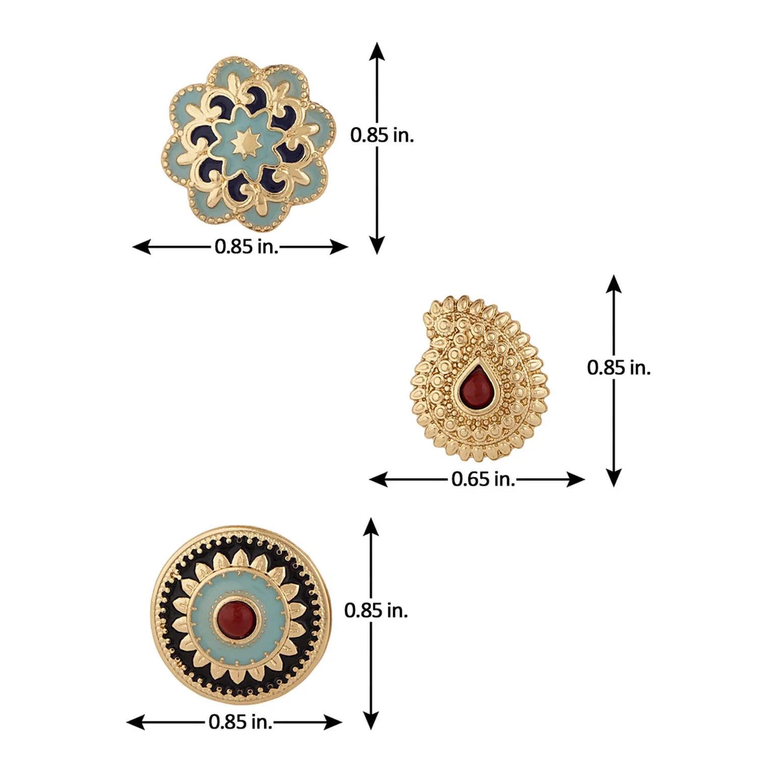 Set of three celebrations stud - Image 5