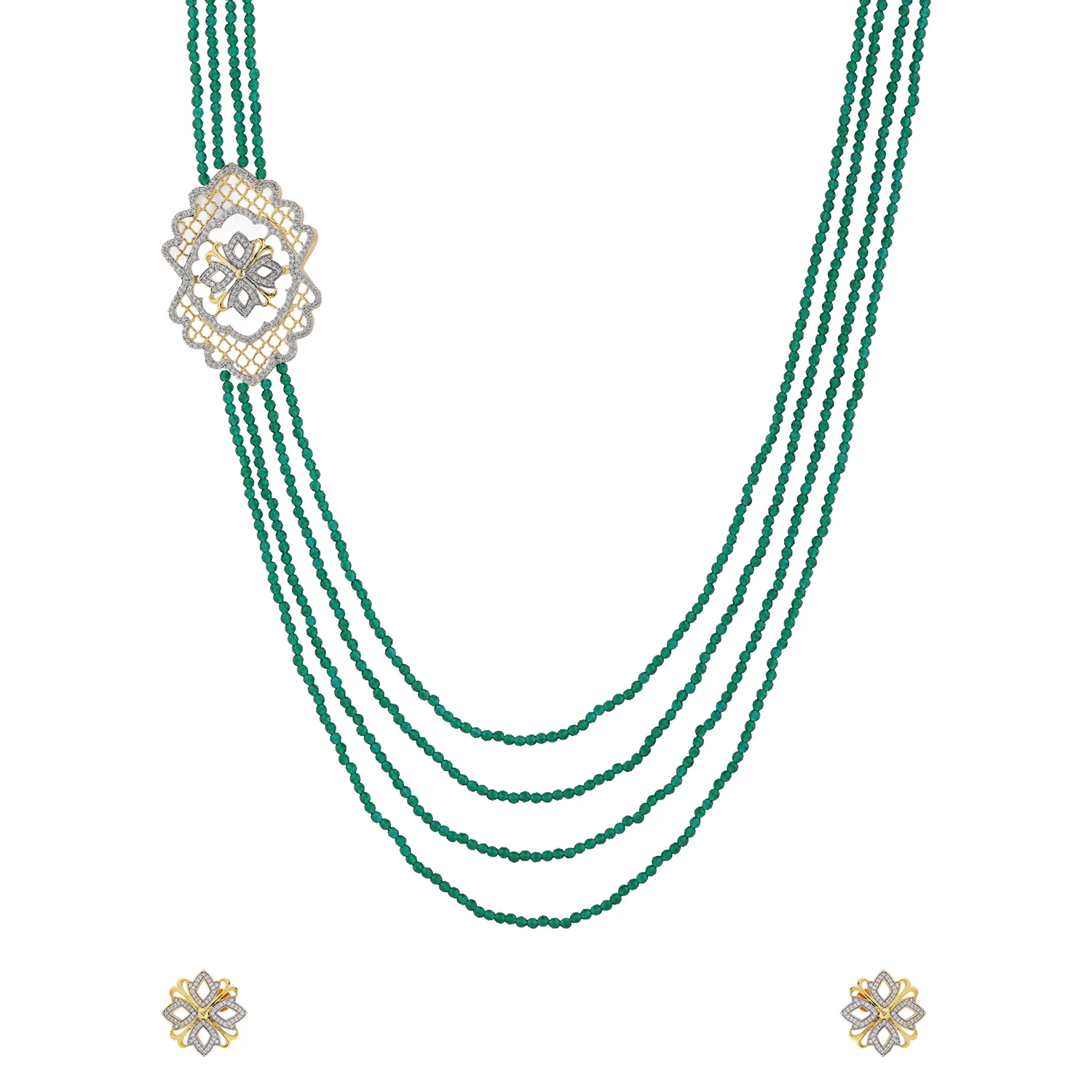 Shahi Dwar Jhalar Raani Haar Beaded Necklace Set - Image 3