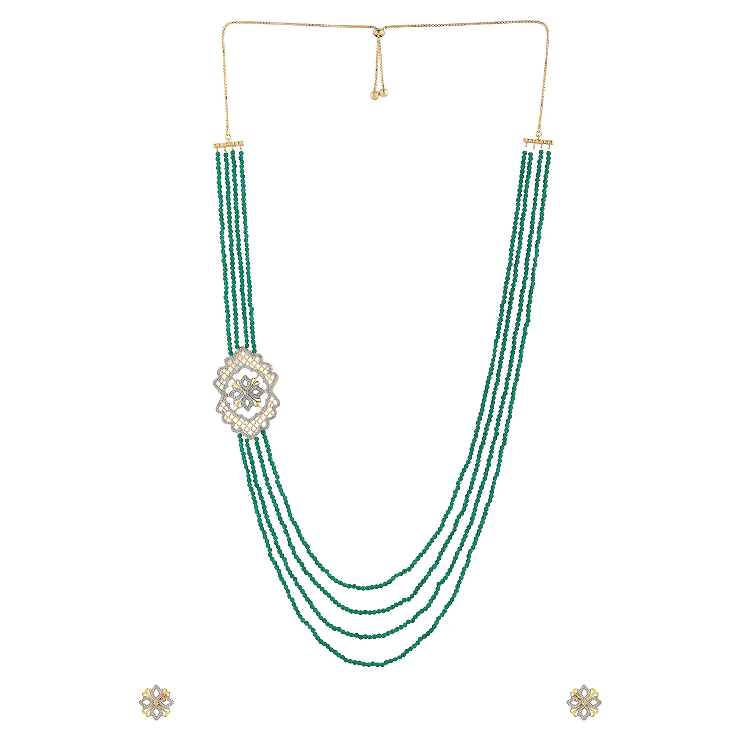 Shahi Dwar Jhalar Raani Haar Beaded Necklace Set - Image 4