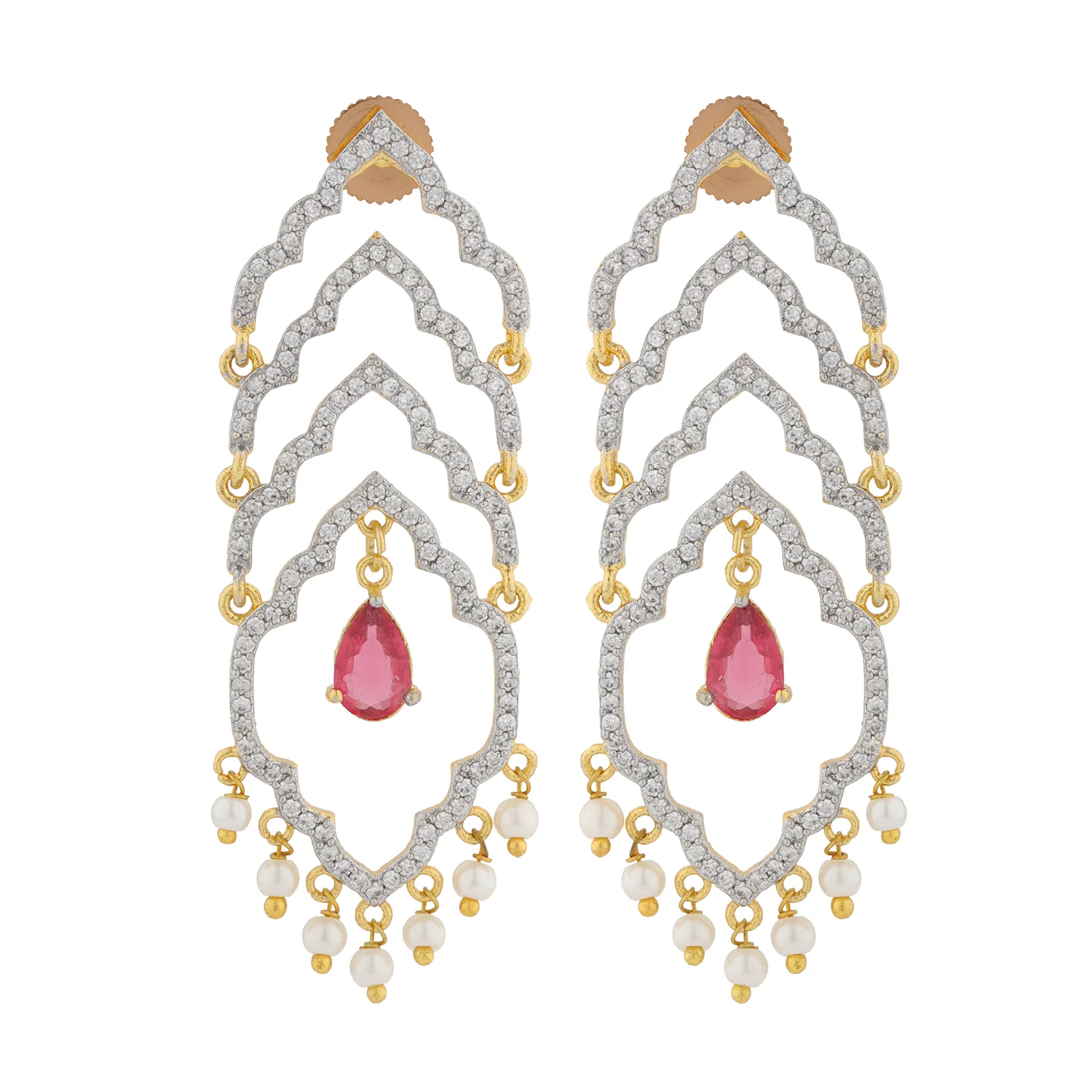 Shahi Dwar Leher Gold Dangler Earrings - Image 4