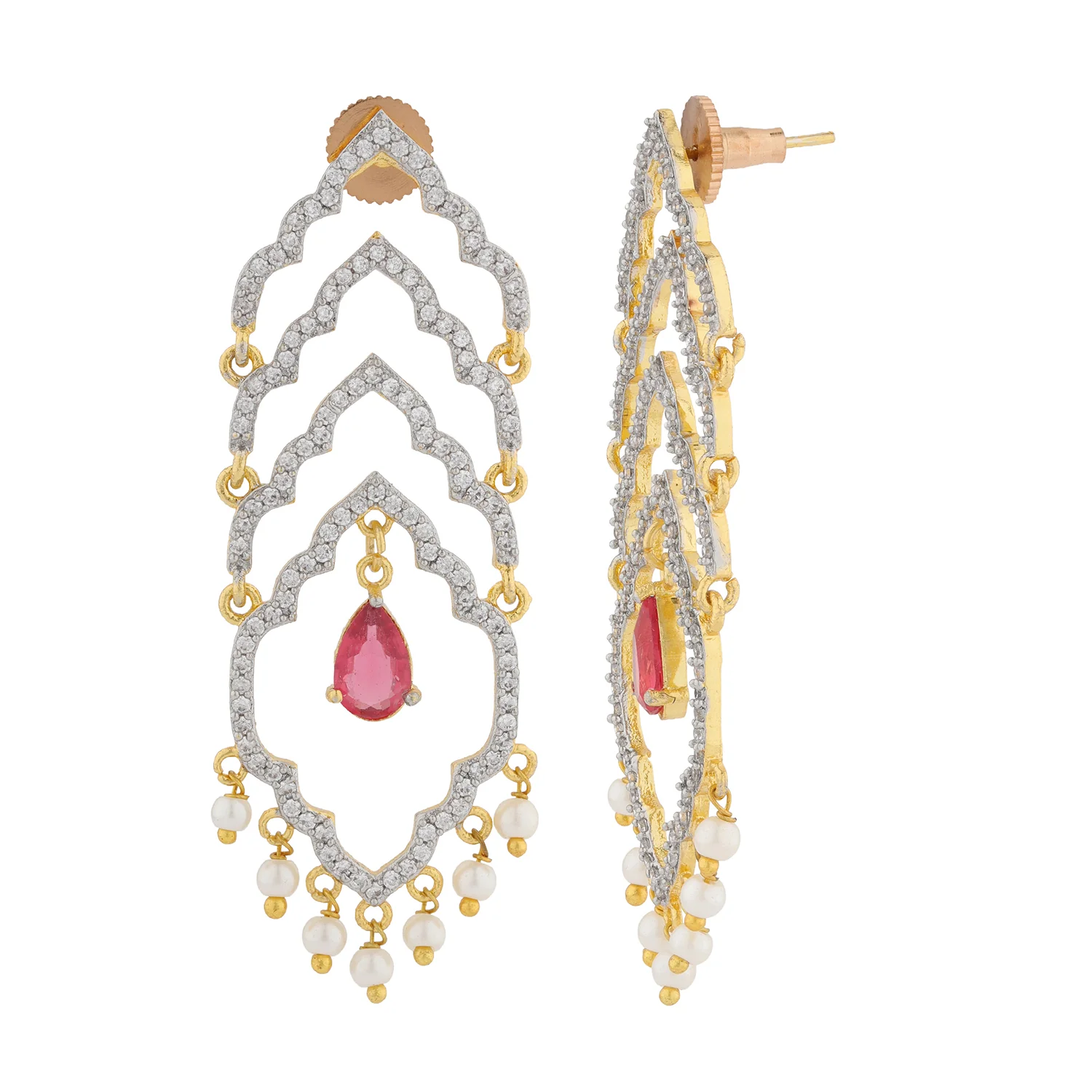 Shahi Dwar Leher Gold Dangler Earrings - Image 5