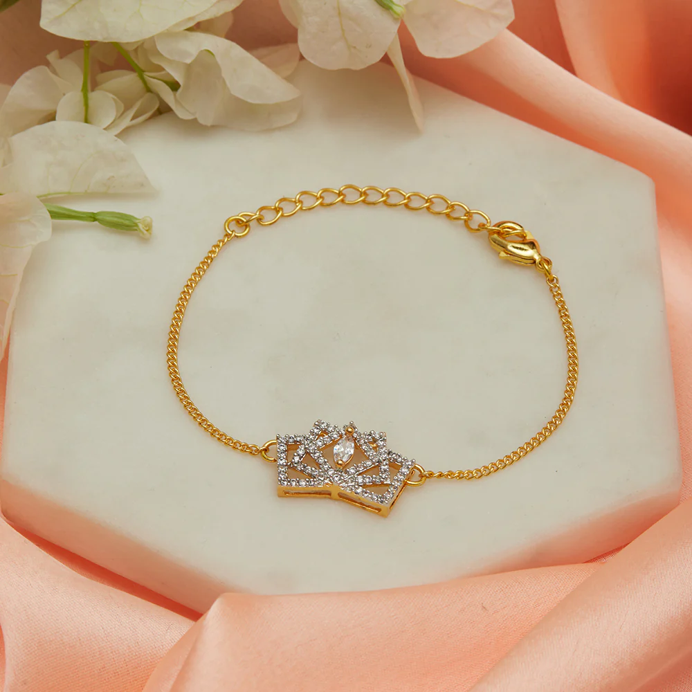 Shimmering Floret CZ Gold Plated Bracelet
