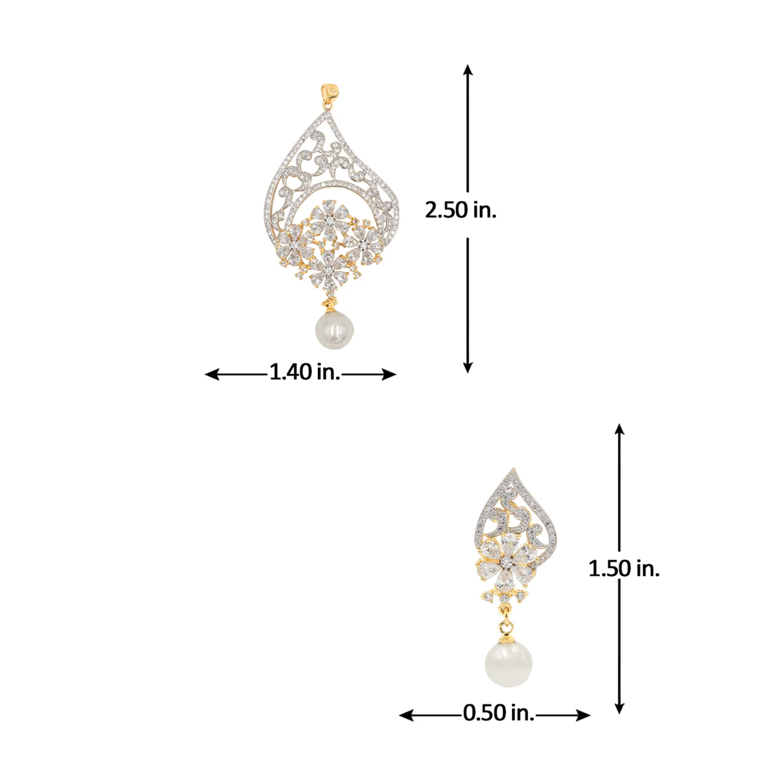 Shiny CZ Pearl Pendant Set - Image 5