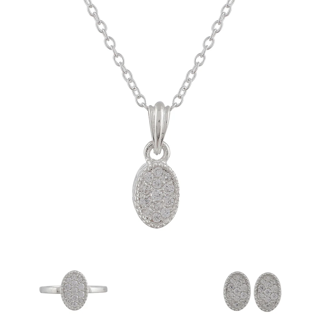 Shiny CZ Studded 925 Sterling Silver Designer Box Set - Image 3